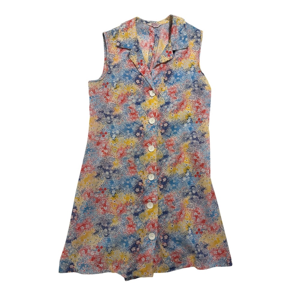 Y2K Fritzi California Floral Sleeveless Button Front Romper M